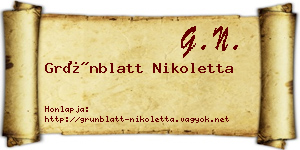 Grünblatt Nikoletta névjegykártya